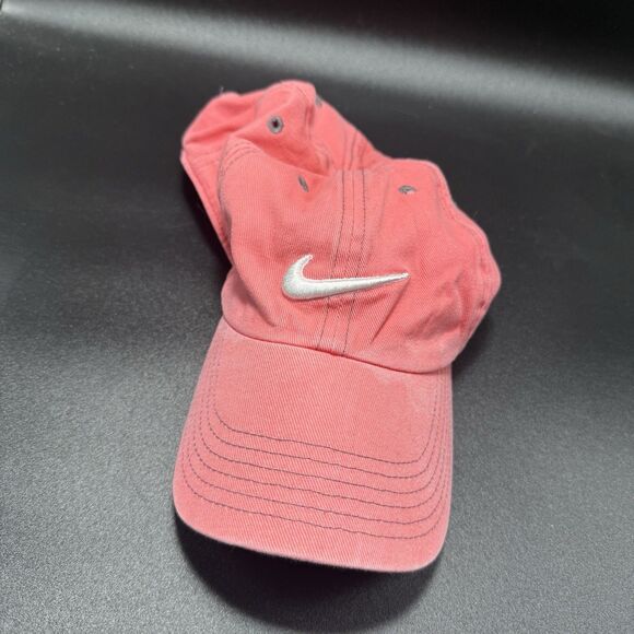 Nike Hat Cap CHild Girls Adjustable Solid Pink Hook Loop - Picture 1 of 8